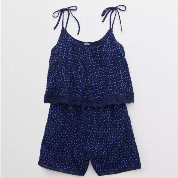 NWT Aerie Pretty Trim Romper - Picture 1 of 4